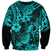 Hawaii Pineapple Sweatshirt Polynesian Pattern Turquoise Version LT01 Unisex Turquoise - Polynesian Pride