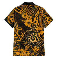 Hawaii Shaka Sign Hawaiian Shirt With Polynesian Hibiscus Gold Unique LT01 - Polynesian Pride