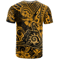 Hawaii Shaka Sign T Shirt With Polynesian Hibiscus Gold Unique LT01 - Polynesian Pride