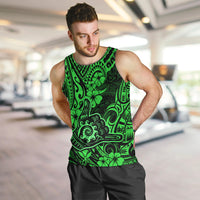 Hawaii Shaka Sign Men Tank Top With Polynesian Hibiscus Green Unique LT01 - Polynesian Pride