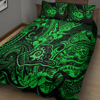 Hawaii Shaka Sign Quilt Bed Set With Polynesian Hibiscus Green Unique LT01 - Polynesian Pride