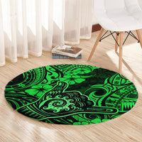 Hawaii Shaka Sign Round Carpet With Polynesian Hibiscus Green Unique LT01 - Polynesian Pride