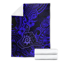Hawaii Shaka Sign Blanket With Polynesian Hibiscus Navy Blue Unique LT01 - Polynesian Pride