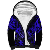 Hawaii Shaka Sign Sherpa Hoodie With Polynesian Hibiscus Navy Blue Unique LT01 Unisex Blue - Polynesian Pride