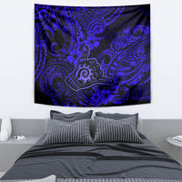 Hawaii Shaka Sign Tapestry With Polynesian Hibiscus Navy Blue Unique LT01 - Polynesian Pride