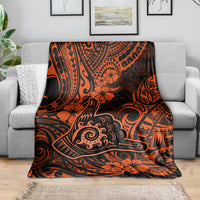 Hawaii Shaka Sign Blanket With Polynesian Hibiscus Orange Unique LT01 - Polynesian Pride