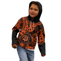 Hawaii Shaka Sign Kid Hoodie With Polynesian Hibiscus Orange Unique LT01 - Polynesian Pride