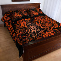 Hawaii Shaka Sign Quilt Bed Set With Polynesian Hibiscus Orange Unique LT01 - Polynesian Pride