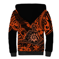 Hawaii Shaka Sign Sherpa Hoodie With Polynesian Hibiscus Orange Unique LT01 - Polynesian Pride