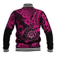 Hawaii Shaka Sign Baseball Jacket With Polynesian Hibiscus Pink Unique LT01 - Polynesian Pride