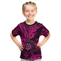 Hawaii Shaka Sign Kid T Shirt With Polynesian Hibiscus Pink Unique LT01 Pink - Polynesian Pride
