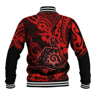 Hawaii Shaka Sign Baseball Jacket Polynesian Pattern Red Version LT01 - Polynesian Pride