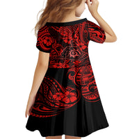 Hawaii Shaka Sign Kid Short Sleeve Dress Polynesian Pattern Red Version LT01 - Polynesian Pride