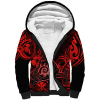 Hawaii Shaka Sign Sherpa Hoodie Polynesian Pattern Red Version LT01 Unisex Red - Polynesian Pride