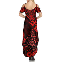 Hawaii Shaka Sign Summer Maxi Dress Polynesian Pattern Red Version LT01 - Polynesian Pride
