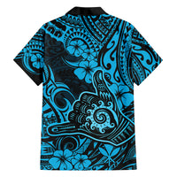 Hawaii Shaka Sign Family Matching Puletasi Dress and Hawaiian Shirt Polynesian Pattern Sky Blue Version LT01 - Polynesian Pride