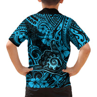Hawaii Shaka Sign Kid Hawaiian Shirt Polynesian Pattern Sky Blue Version LT01 - Polynesian Pride