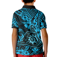 Hawaii Shaka Sign Kid Polo Shirt Polynesian Pattern Sky Blue Version LT01 - Polynesian Pride