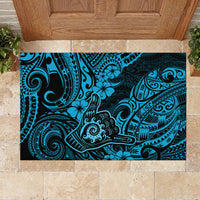 Hawaii Shaka Sign Rubber Doormat Polynesian Pattern Sky Blue Version LT01 - Polynesian Pride