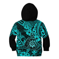 Hawaii Shaka Sign Kid Hoodie Polynesian Pattern Turquoise Version LT01 - Polynesian Pride