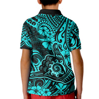 Hawaii Shaka Sign Kid Polo Shirt Polynesian Pattern Turquoise Version LT01 - Polynesian Pride