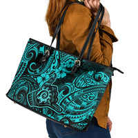 Hawaii Shaka Sign Leather Tote Bag Polynesian Pattern Turquoise Version LT01 - Polynesian Pride