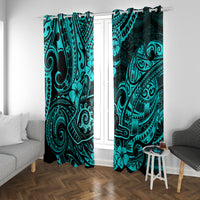 Hawaii Shaka Sign Window Curtain Polynesian Pattern Turquoise Version LT01 - Polynesian Pride
