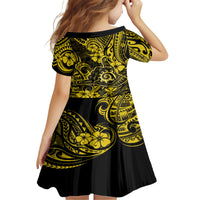 Hawaii Shaka Sign Family Matching Short Sleeve Bodycon Dress and Hawaiian Shirt Polynesian Pattern Yellow Version LT01 - Polynesian Pride