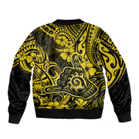 Hawaii Shaka Sign Sleeve Zip Bomber Jacket Polynesian Pattern Yellow Version LT01 - Polynesian Pride