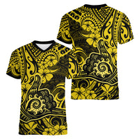 Hawaii Shaka Sign Women V Neck T Shirt Polynesian Pattern Yellow Version LT01 - Polynesian Pride
