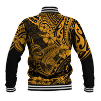 Hawaii Shark Baseball Jacket Polynesian Pattern Gold Version LT01 - Polynesian Pride