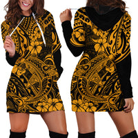 Hawaii Shark Hoodie Dress Polynesian Pattern Gold Version LT01 - Polynesian Pride