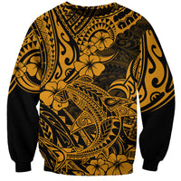 Hawaii Shark Sweatshirt Polynesian Pattern Gold Version LT01 Unisex Gold - Polynesian Pride