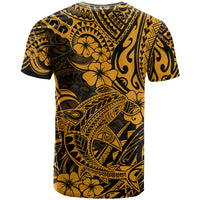 Hawaii Shark T Shirt Polynesian Pattern Gold Version LT01 - Polynesian Pride