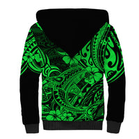 Hawaii Shark Sherpa Hoodie Polynesian Pattern Green Version LT01 - Polynesian Pride
