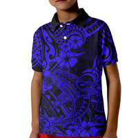 Hawaii Shark Kid Polo Shirt Polynesian Pattern Navy Blue Version LT01 Kid Blue - Polynesian Pride