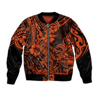 Hawaii Shark Bomber Jacket Polynesian Pattern Orange Version LT01 Unisex Orange - Polynesian Pride