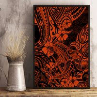 Hawaii Shark Canvas Wall Art Polynesian Pattern Orange Version LT01 - Polynesian Pride