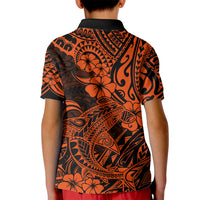 Hawaii Shark Kid Polo Shirt Polynesian Pattern Orange Version LT01 - Polynesian Pride