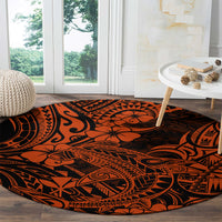 Hawaii Shark Round Carpet Polynesian Pattern Orange Version LT01 - Polynesian Pride