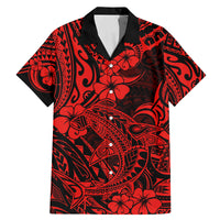 Hawaii Shark Family Matching Mermaid Dress and Hawaiian Shirt Polynesian Pattern Red Version LT01 Dad's Shirt - Short Sleeve Red - Polynesian Pride