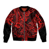 Hawaii Shark Sleeve Zip Bomber Jacket Polynesian Pattern Red Version LT01 Unisex Red - Polynesian Pride