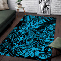 Hawaii Shark Area Rug Polynesian Pattern Sky Blue Version LT01 Blue - Polynesian Pride