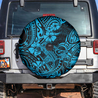 Hawaii Shark Spare Tire Cover Polynesian Pattern Sky Blue Version LT01 - Polynesian Pride
