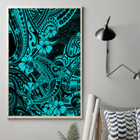 Hawaii Shark Canvas Wall Art Polynesian Pattern Turquoise Version LT01 - Polynesian Pride