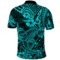 Hawaii Shark Polo Shirt Polynesian Pattern Turquoise Version LT01 - Polynesian Pride