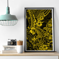 Hawaii Shark Canvas Wall Art Polynesian Pattern Yellow Version LT01 - Polynesian Pride