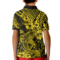 Hawaii Shark Kid Polo Shirt Polynesian Pattern Yellow Version LT01 - Polynesian Pride