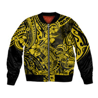 Hawaii Shark Sleeve Zip Bomber Jacket Polynesian Pattern Yellow Version LT01 Unisex Yellow - Polynesian Pride
