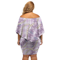 Pua Kalaunu Lei Family Matching Off Shoulder Short Dress and Hawaiian Shirt Palaka Pattern LT01 - Polynesian Pride
